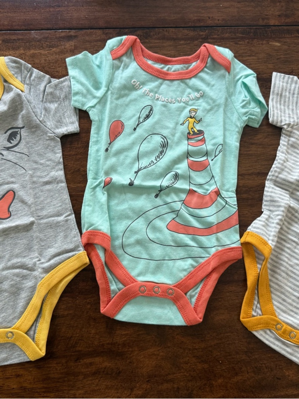 Dr. Seuss Mint and Coral Baby One-Piece Bodysuit